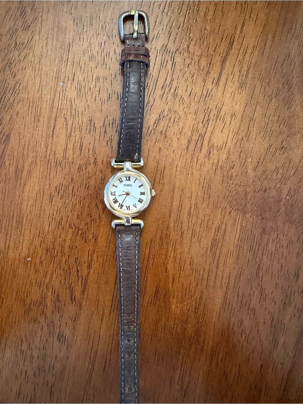 Fossil Brown Leather Strap Watch with Gold-Tone Case
